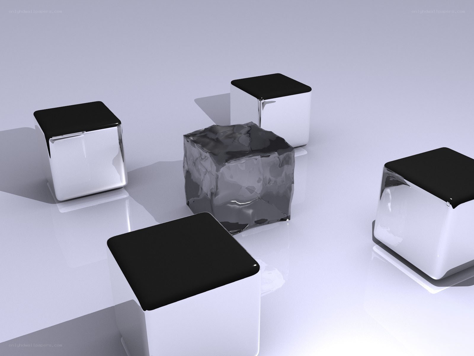 abstract cubes on reflective surface
