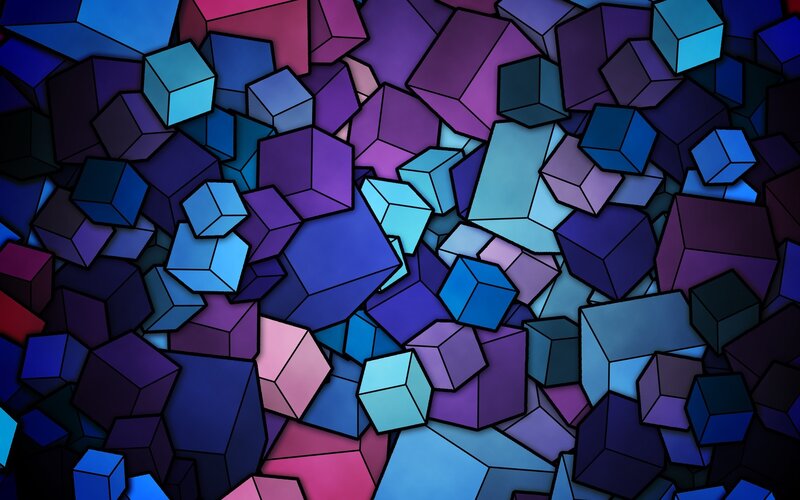 Abstract Cubes Pattern — Blue, Digital Art