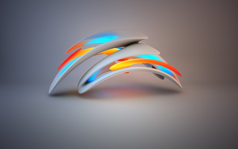 Abstract Curved Shapes — White, Calm