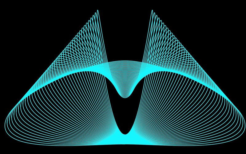 Abstract cyan line art