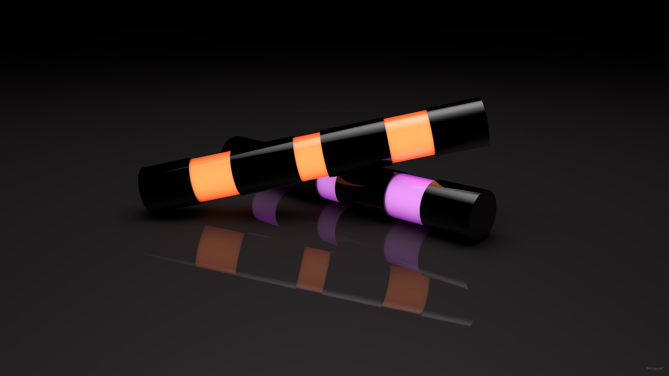 abstract cylinders with glowing bands