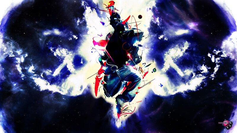 abstract dancer in cosmic explosion