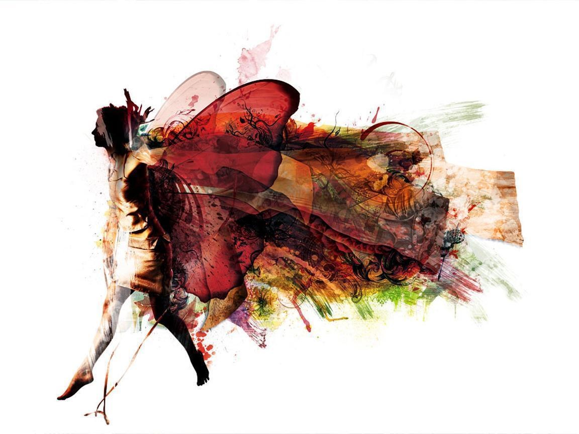 abstract dancer with colorful wings
