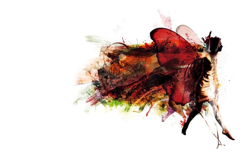 abstract dancer with colorful wings
