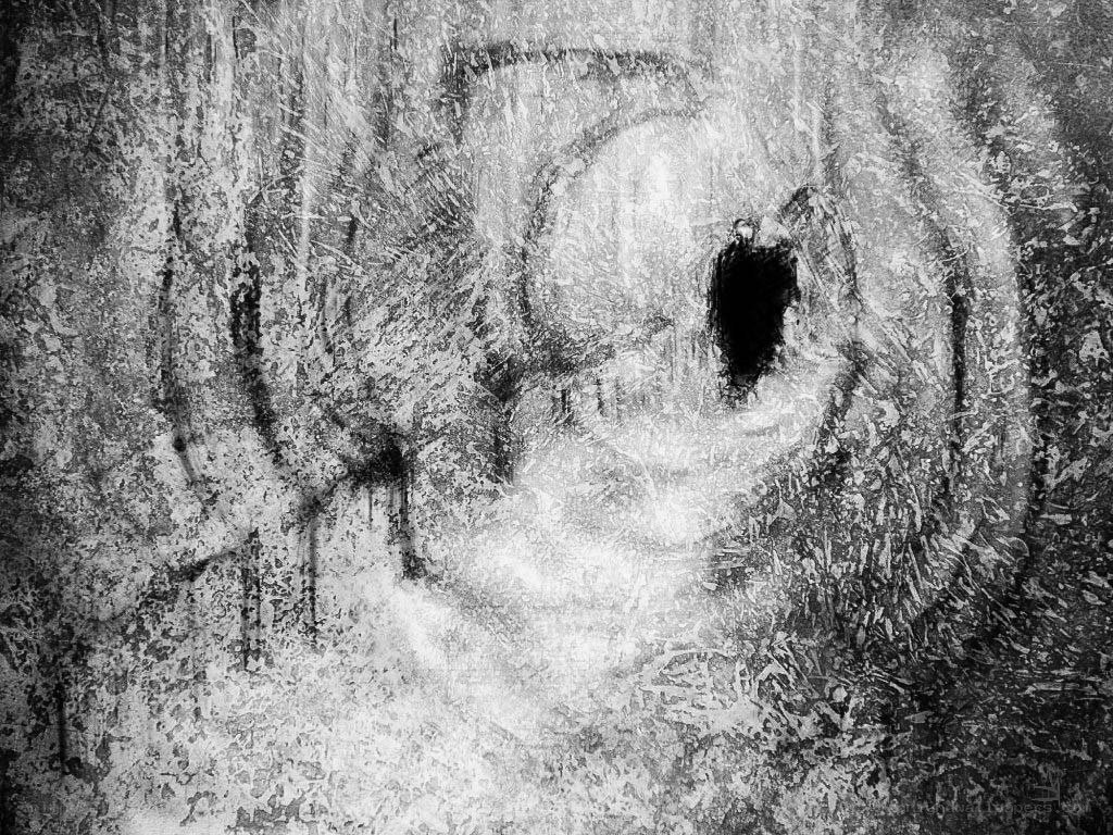 abstract dark figure in tunnel