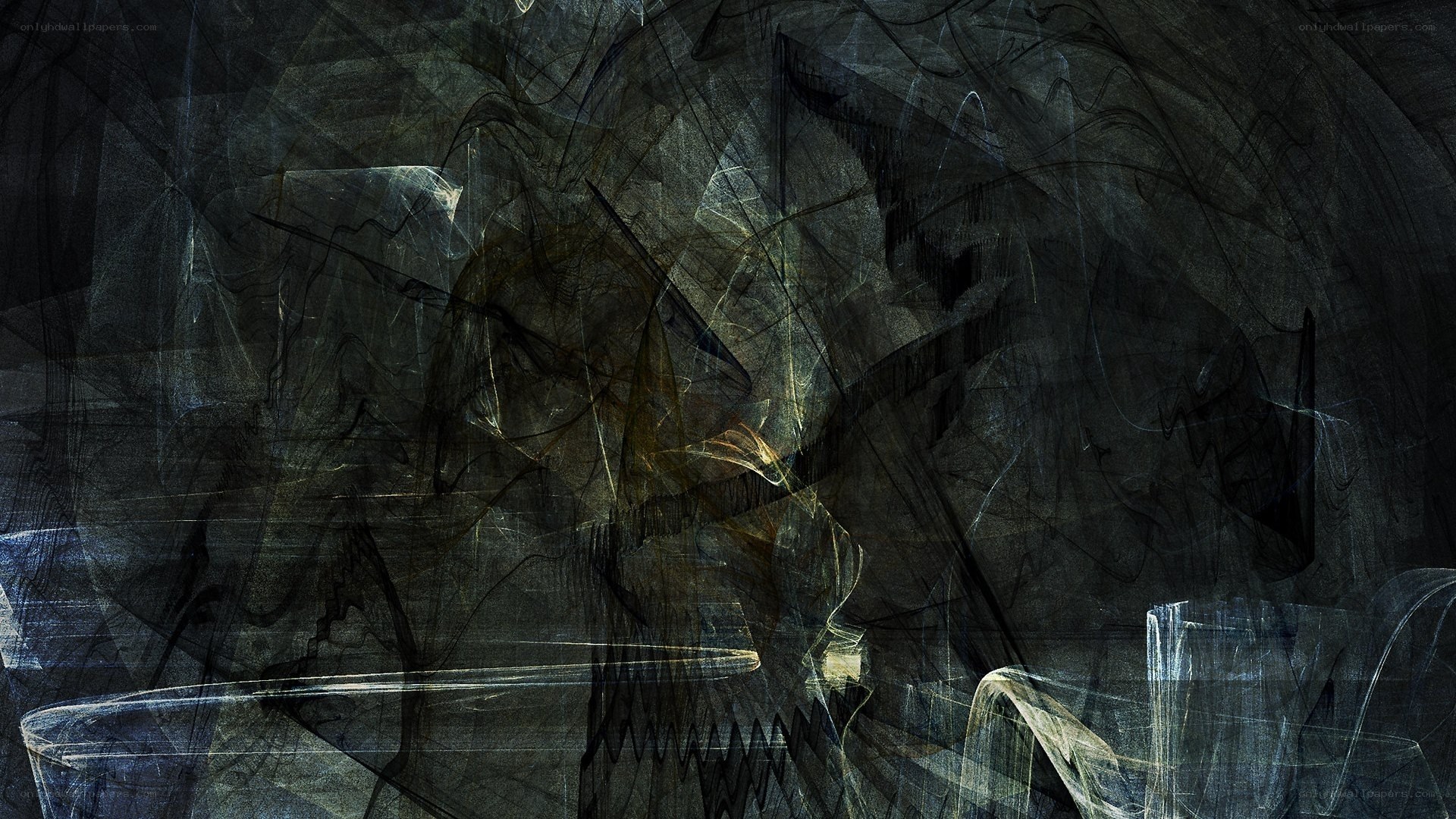 Abstract dark swirls and lines