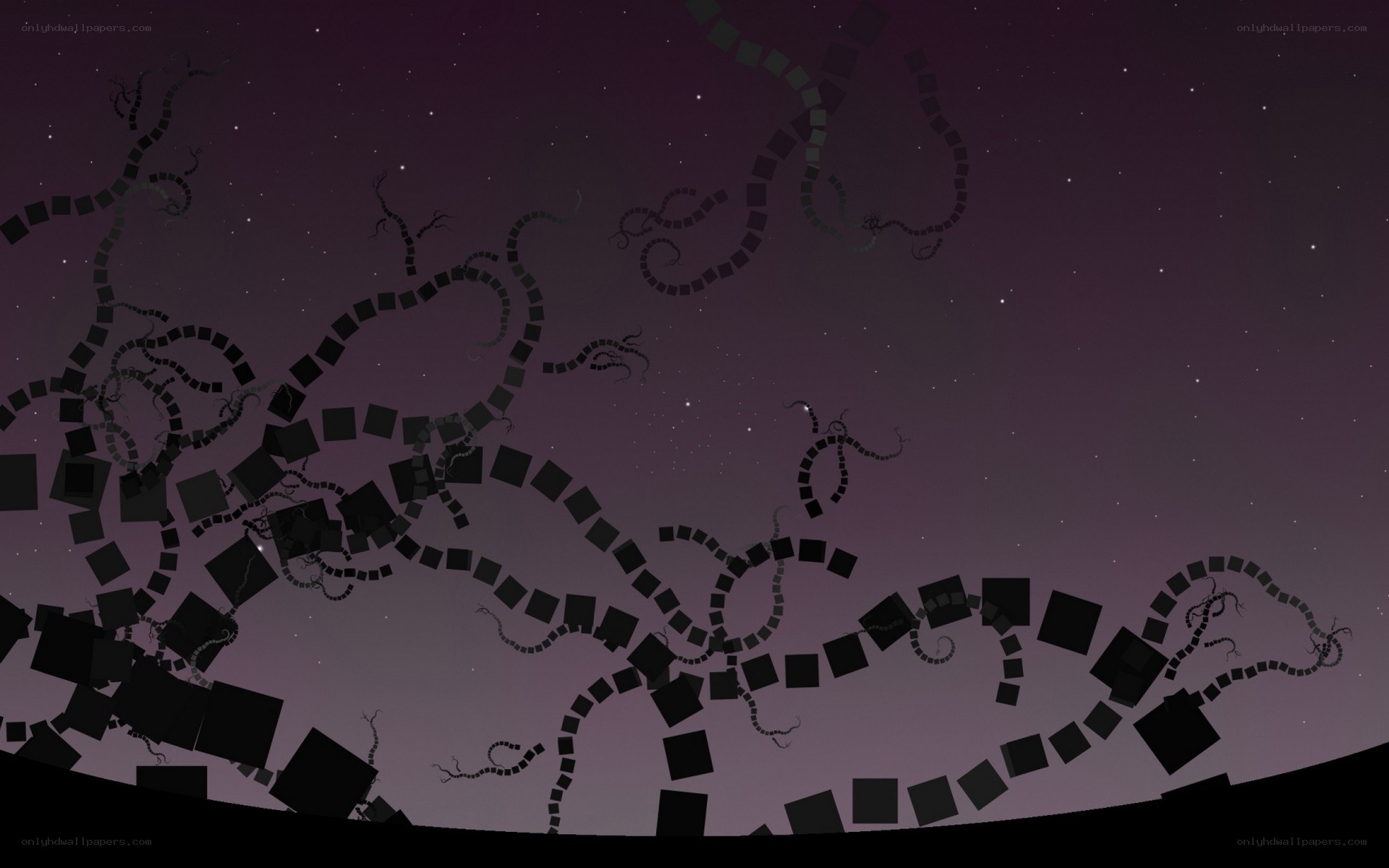 Abstract dark tendrils in starry sky