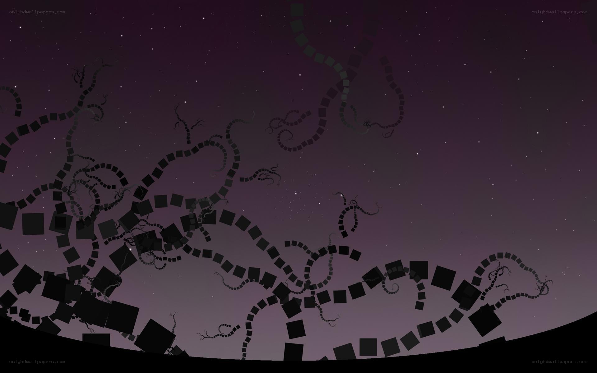 Abstract dark tendrils in starry sky