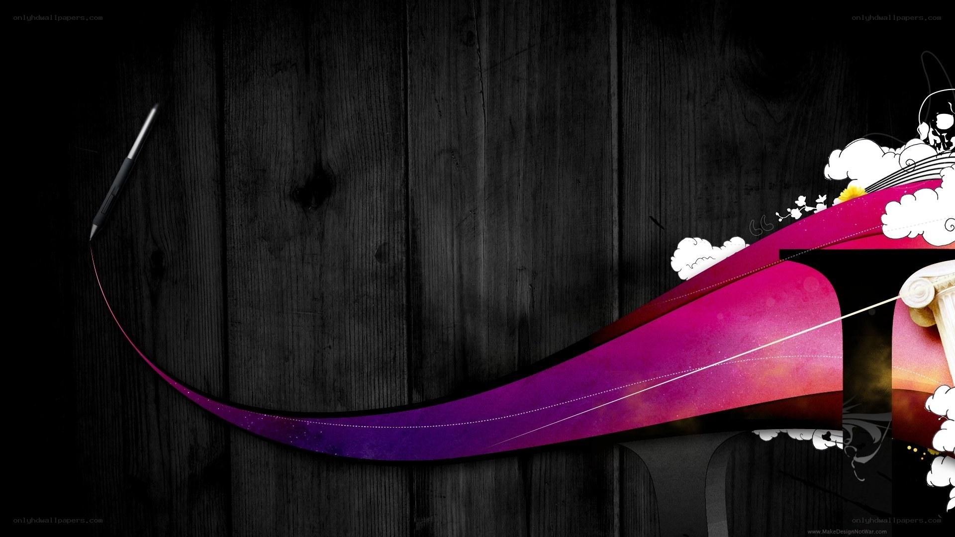 abstract design with pen and ribbon