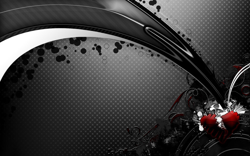 Abstract Digital Art — Black, Dramatic, Digital Art, Circles, Splashes, Heart, Gray, Red