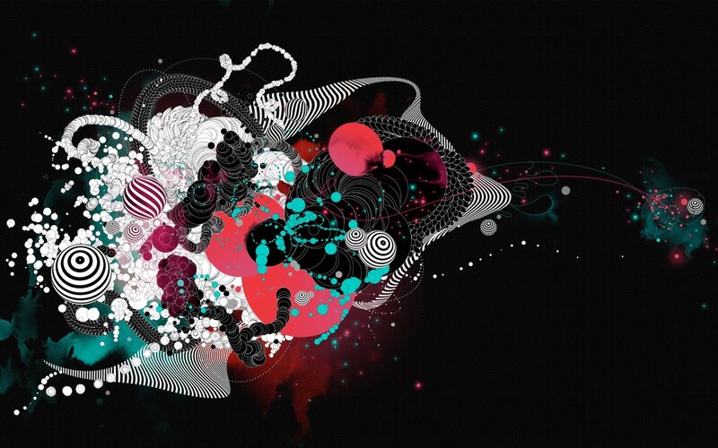 Abstract Digital Art — Black, Dynamic, Digital Art, Circles