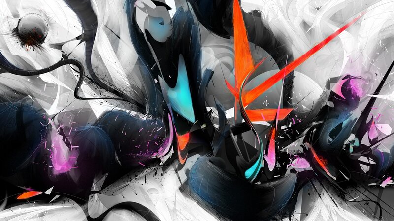 Abstract Digital Art — Black, Dynamic, Digital Art, Splashes