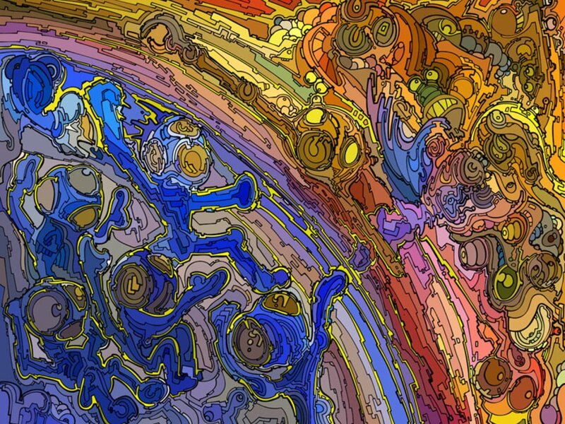 Abstract Digital Art — Blue, Chaotic, Digital Art, Colorful Shapes