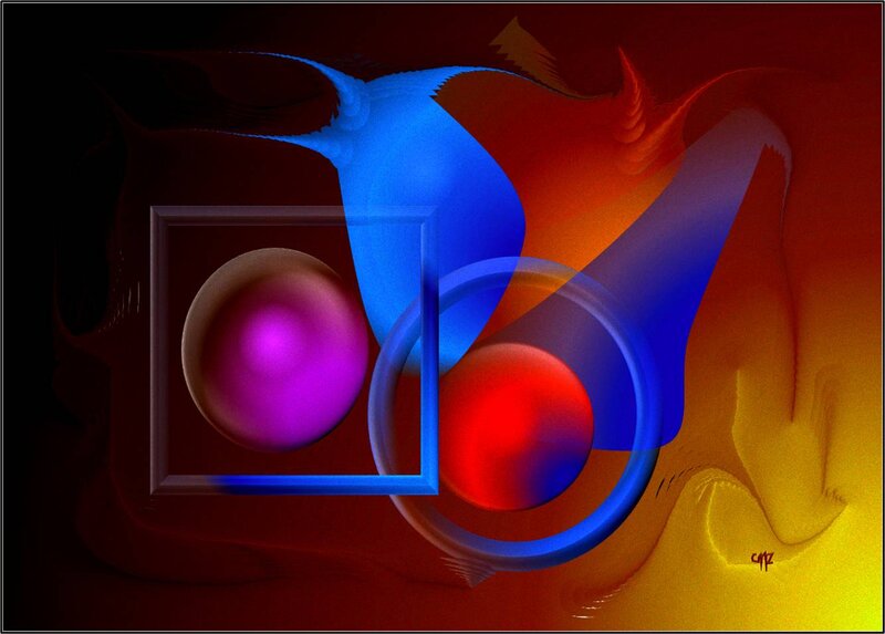Abstract Digital Art — Blue, Dynamic, Digital Art, Spheres