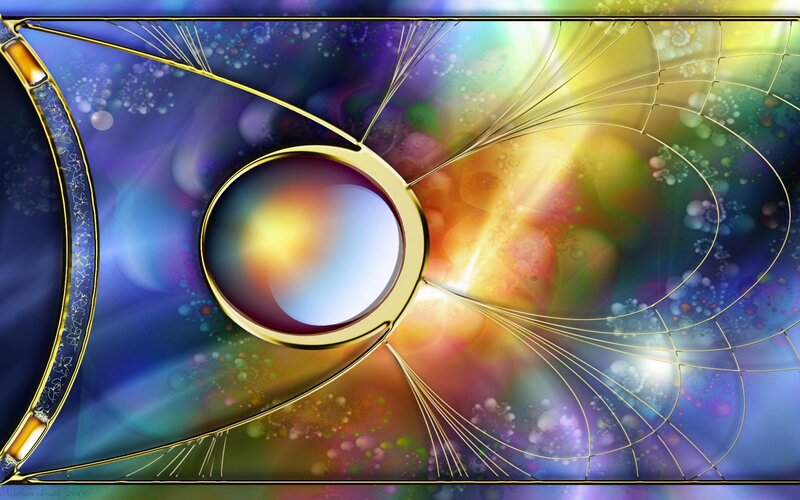 Abstract Digital Art — Blue, Vibrant, Digital Art, Golden Lines