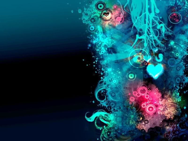 Abstract Digital Art — Blue, Vibrant, Digital Art, Hearts