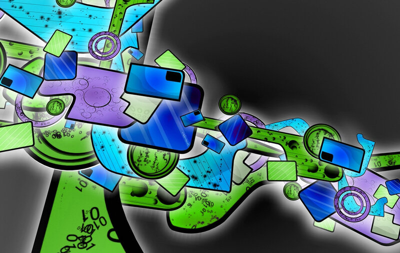 Abstract Digital Art — Green, Dynamic, Digital Art, Geometric Shapes