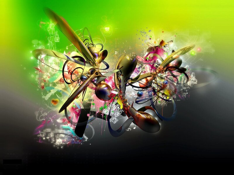 Abstract Digital Art — Green, Vibrant, Digital Art, Spheres