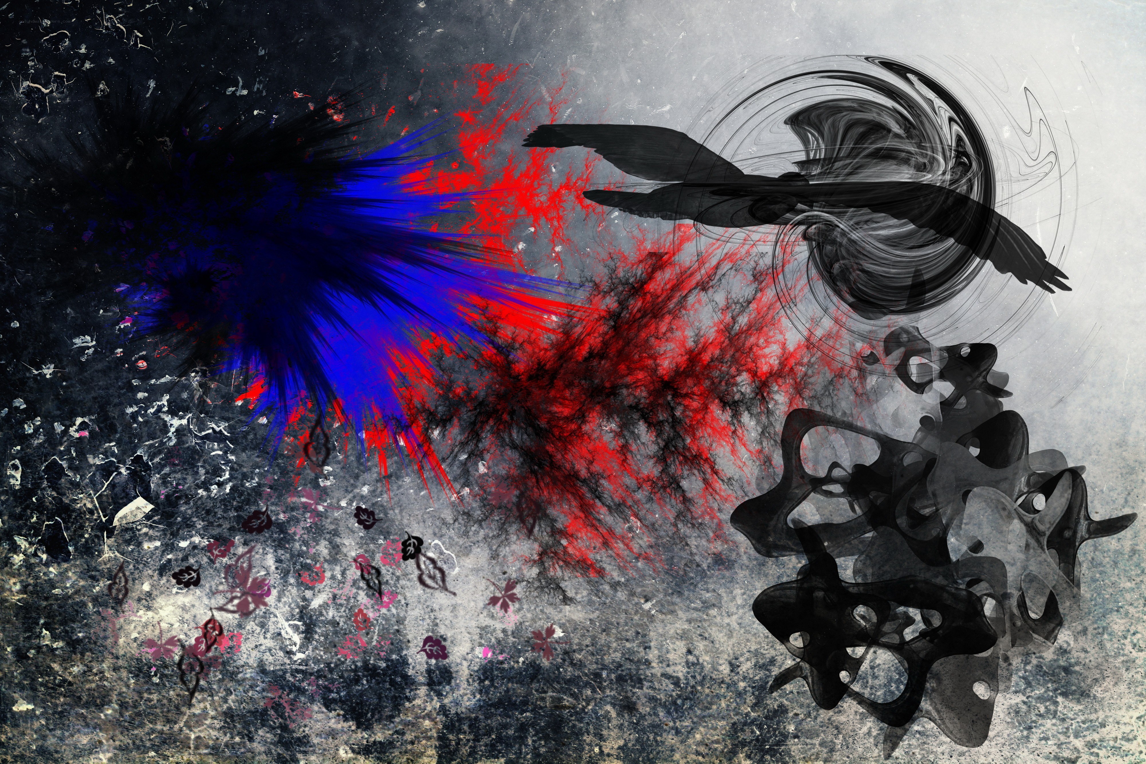 abstract digital art with birds
