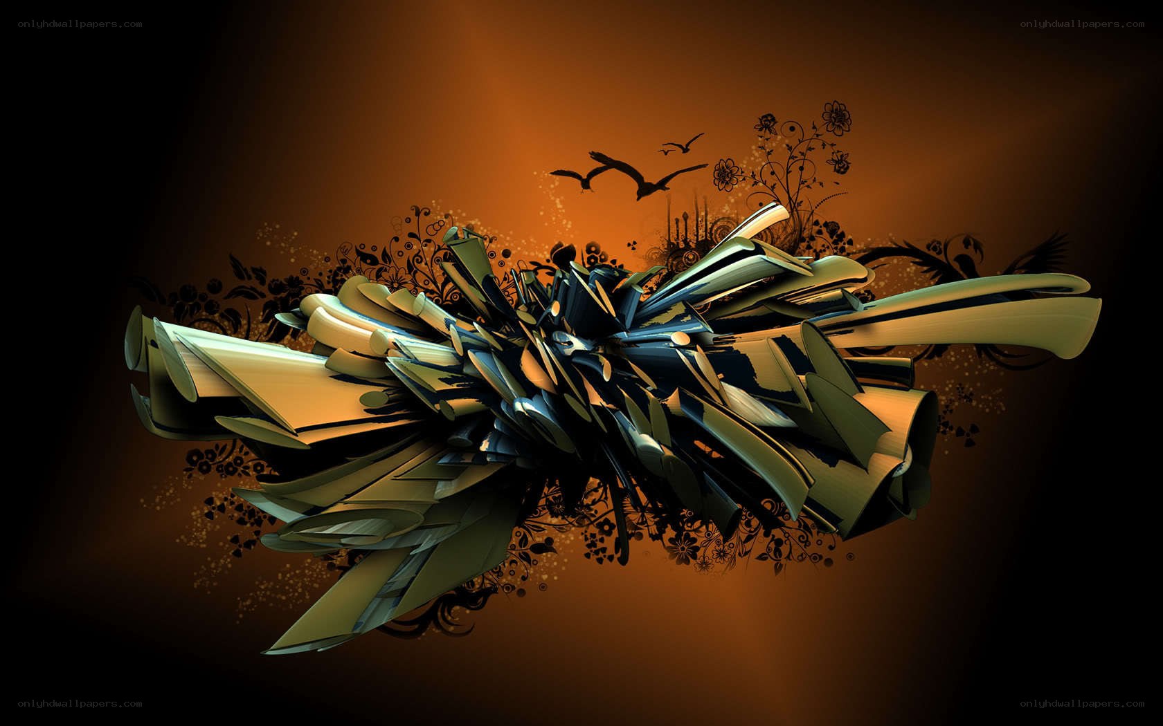 abstract digital art with birds