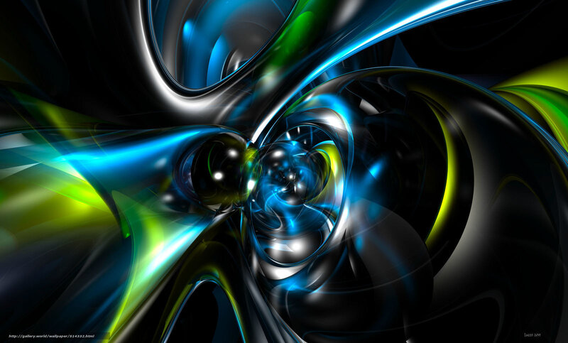 Abstract digital art with blue and green swirls