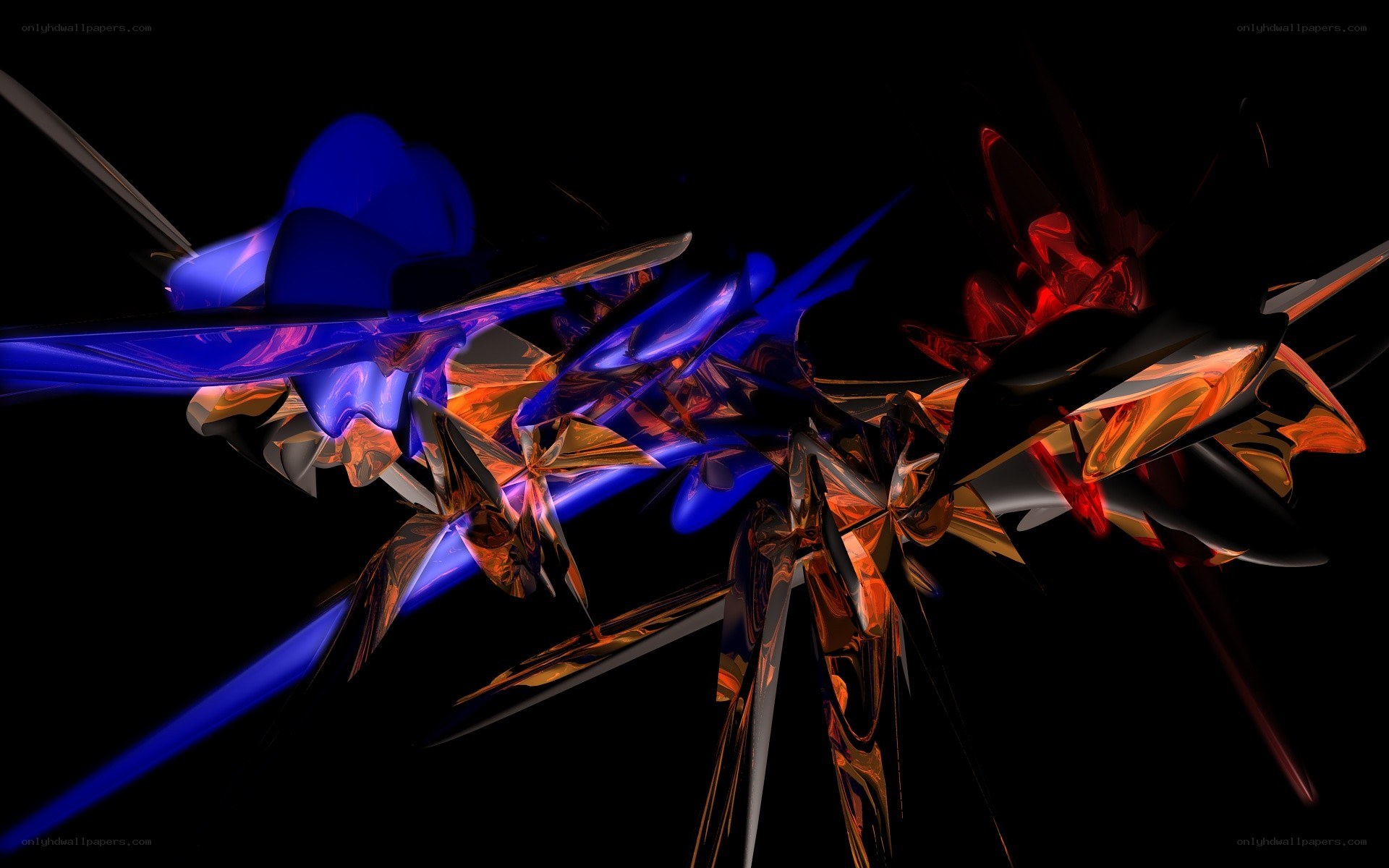 Abstract digital art with blue and orange