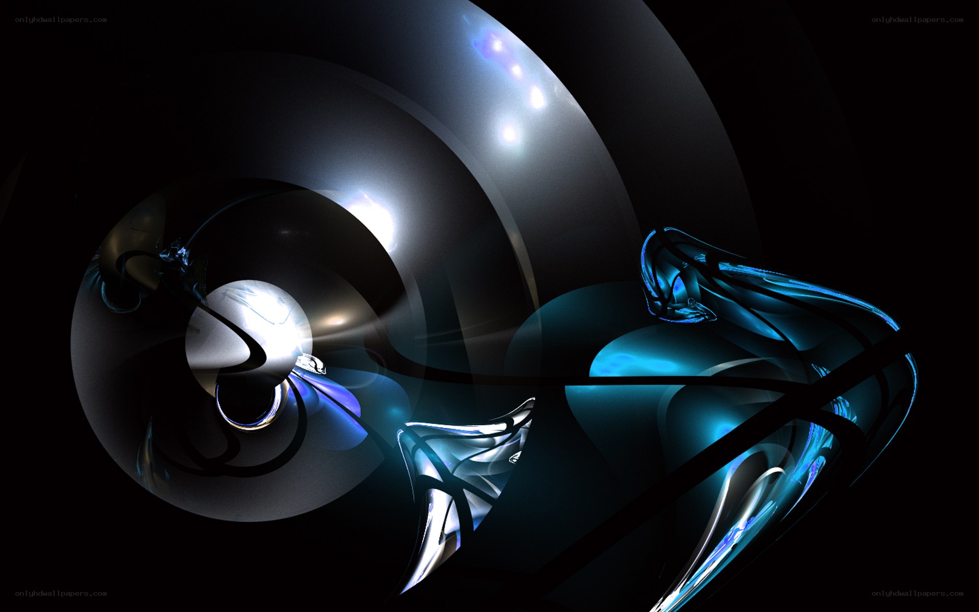 Abstract digital art with blue and silver
