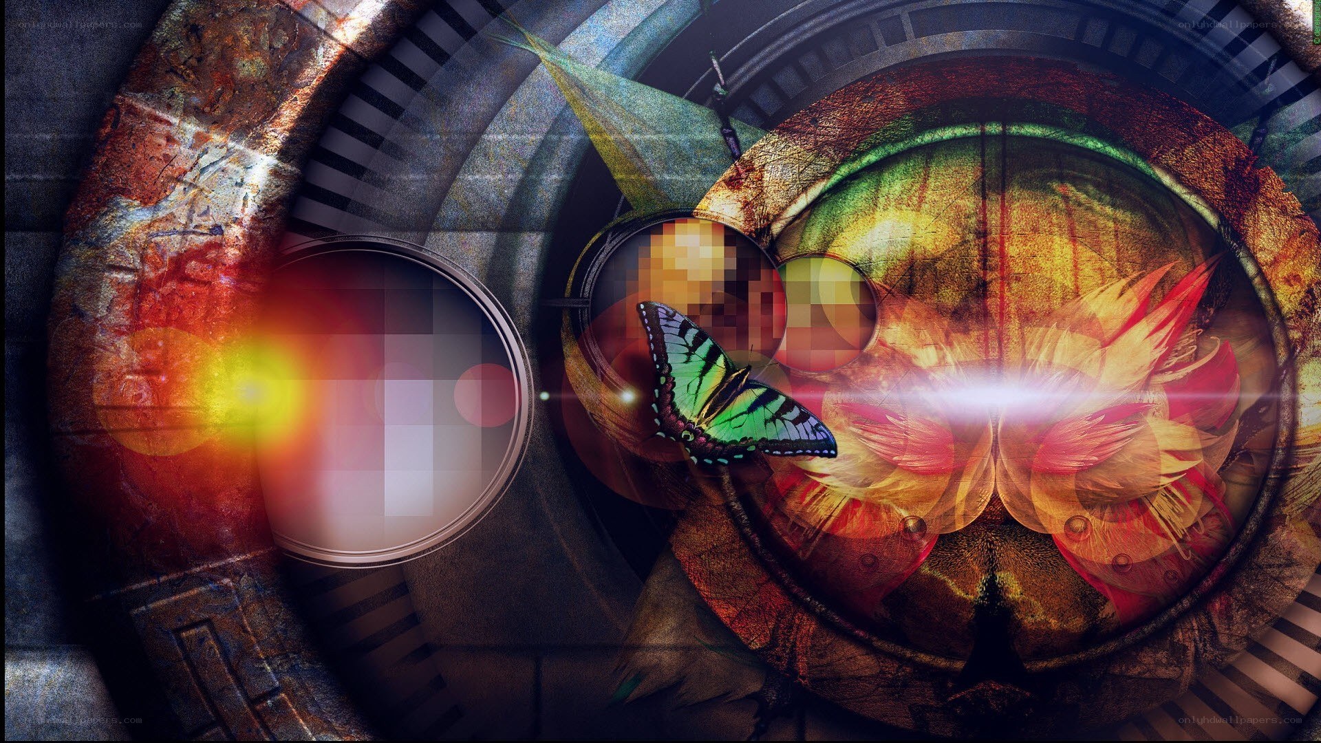 abstract digital art with butterfly