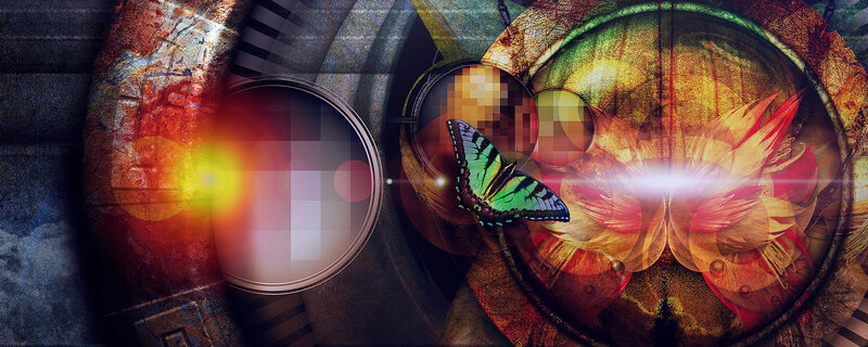 abstract digital art with butterfly