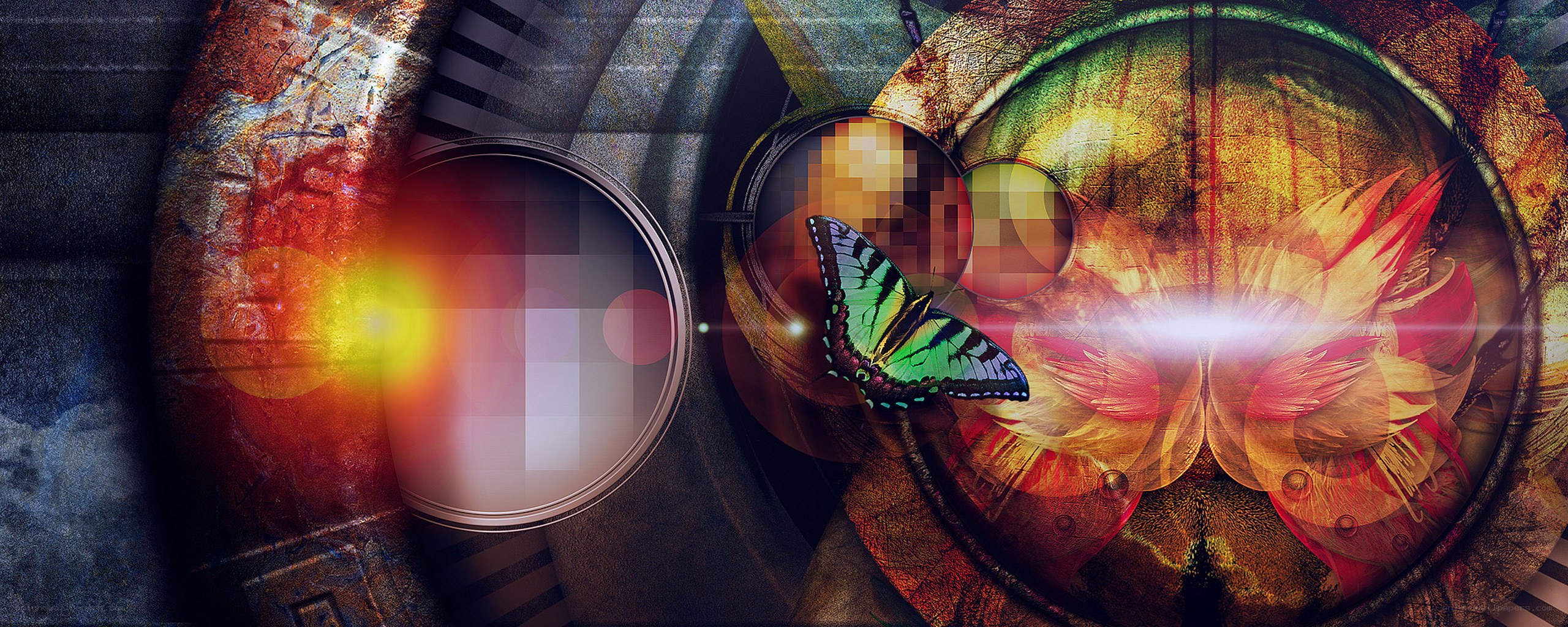 abstract digital art with butterfly