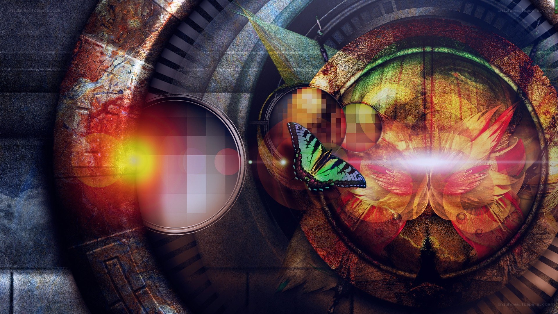 abstract digital art with butterfly