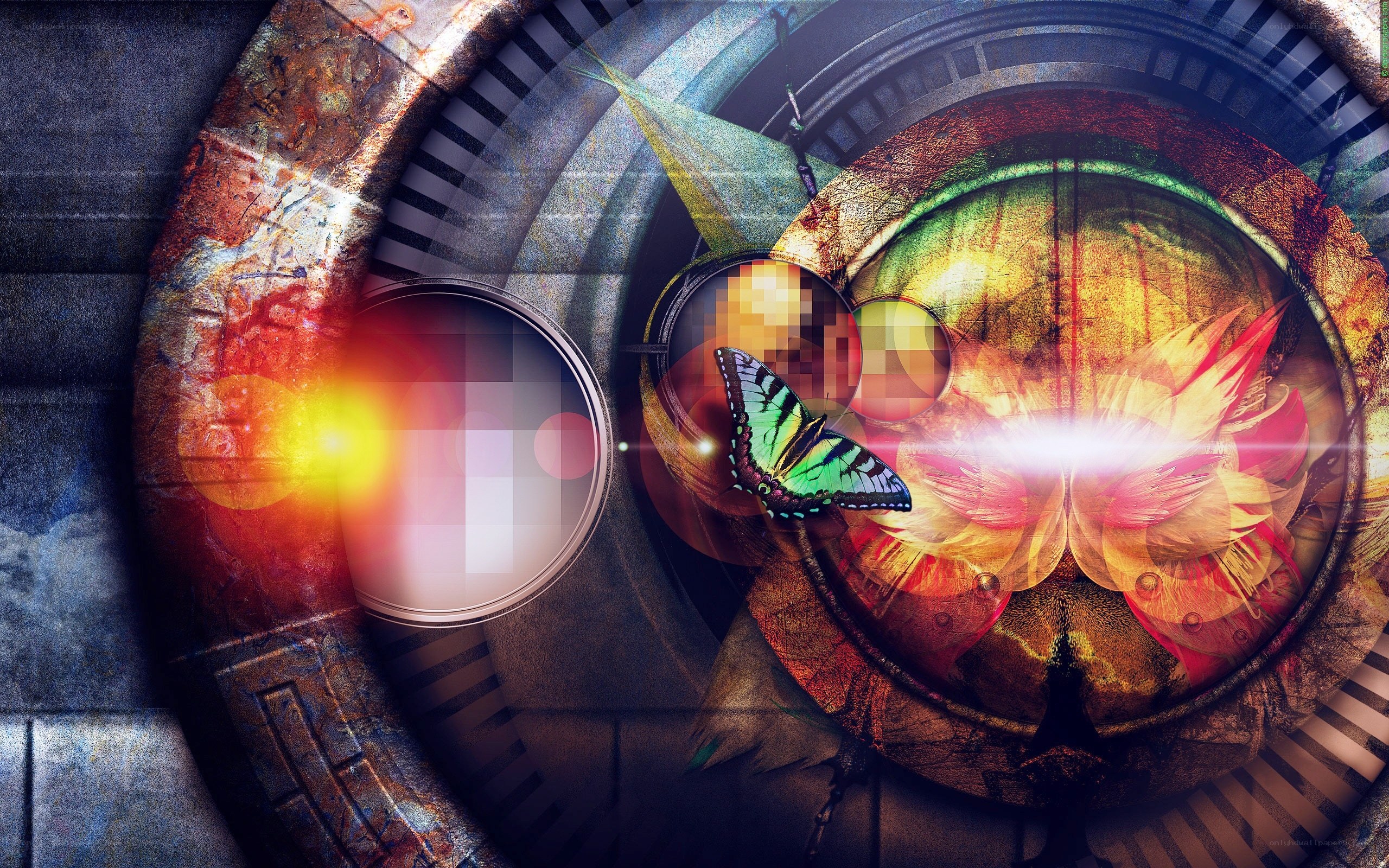 abstract digital art with butterfly