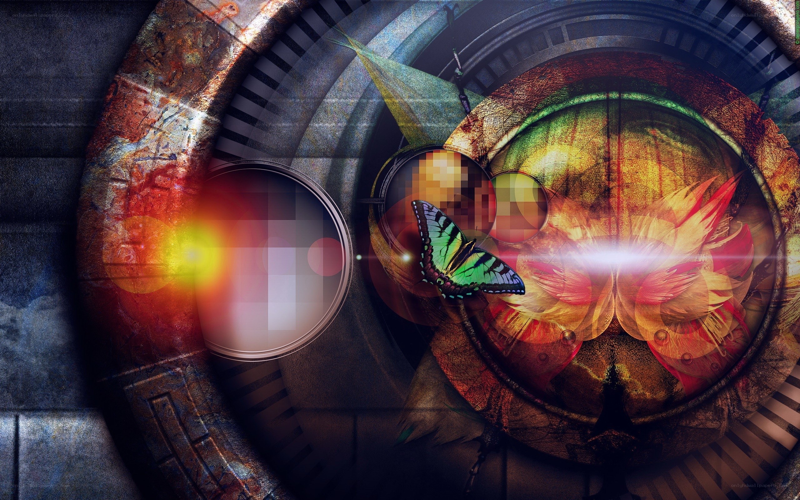 Abstract digital art with butterfly