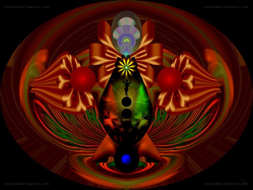 Abstract digital art with central figure