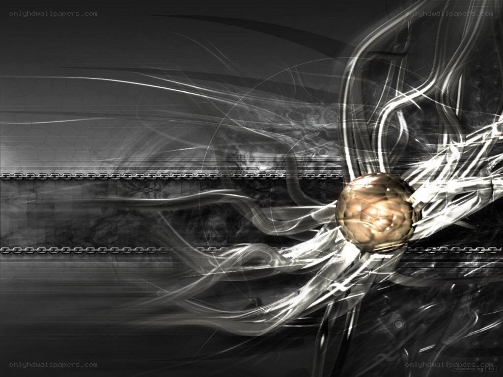 Abstract digital art with chain and sphere