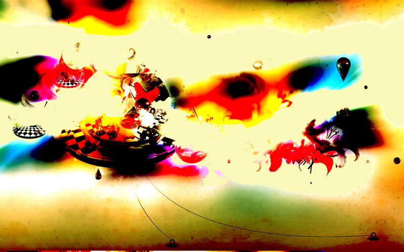 abstract digital art with checkered elements