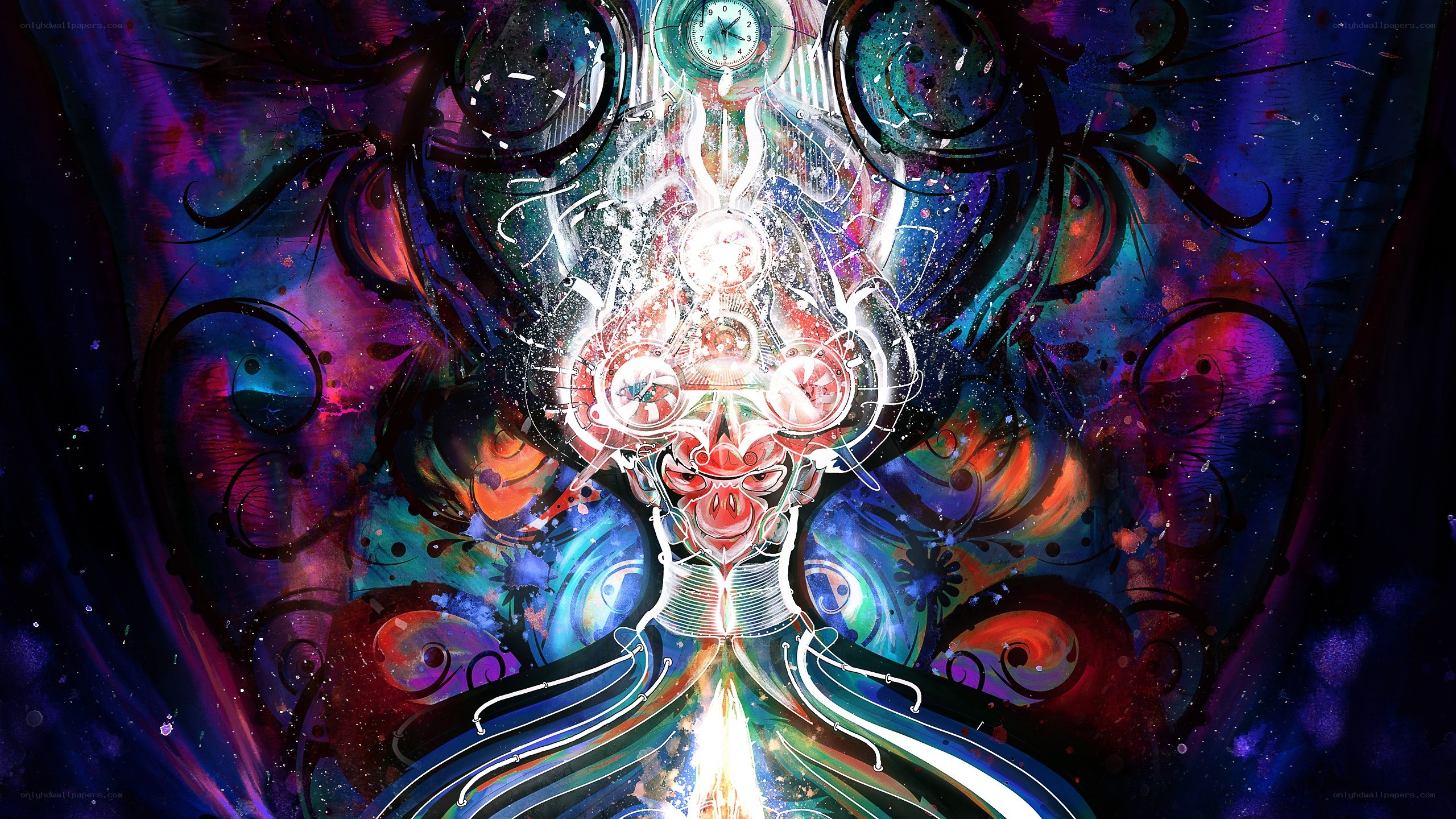 abstract digital art with clock motifs