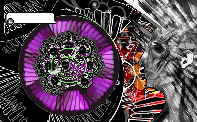 abstract digital art with clock