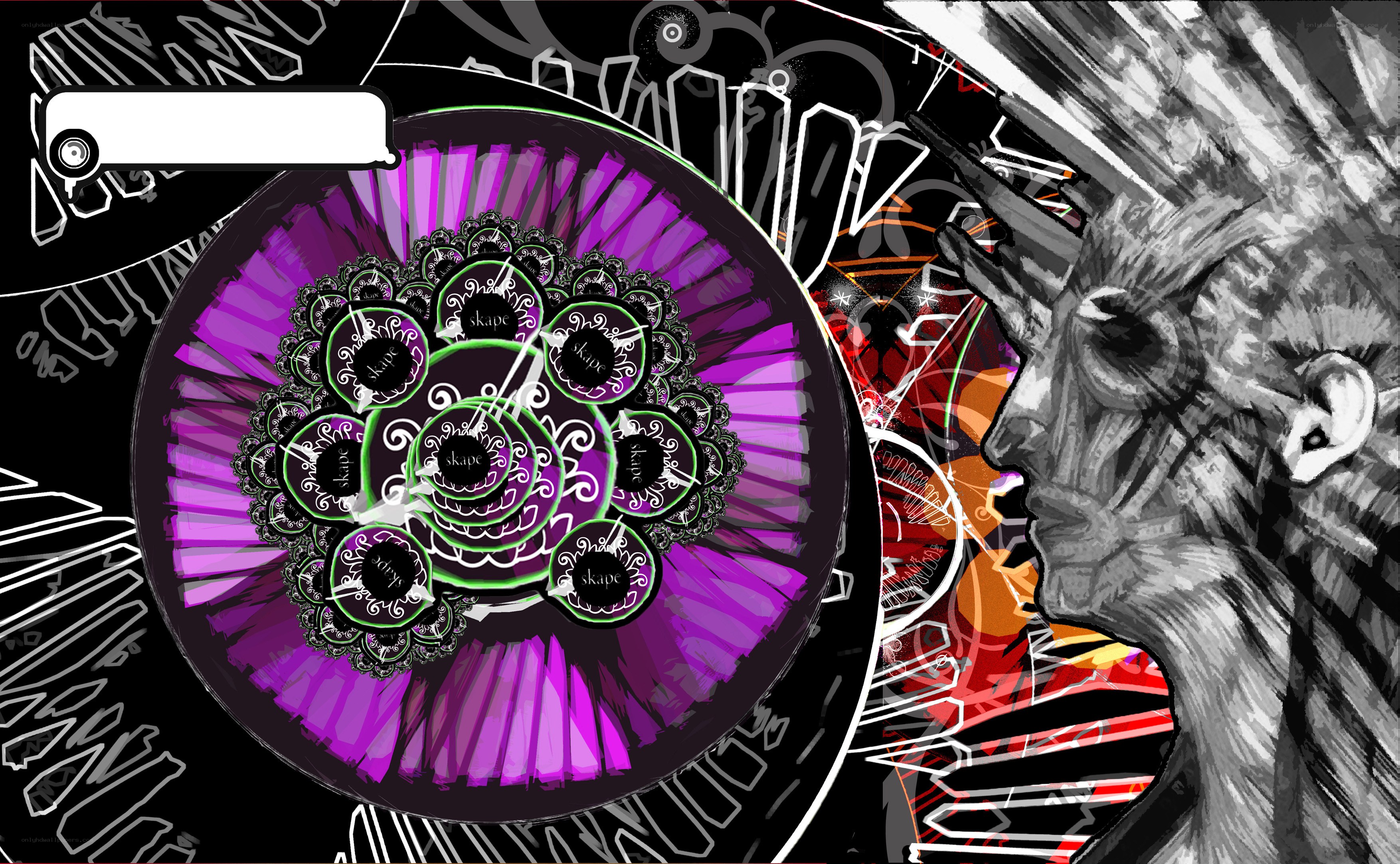 abstract digital art with clock
