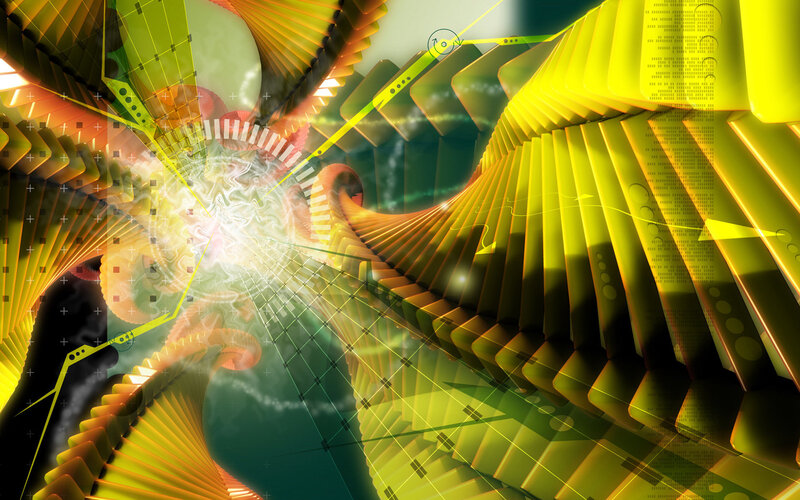 abstract digital art with DNA helix