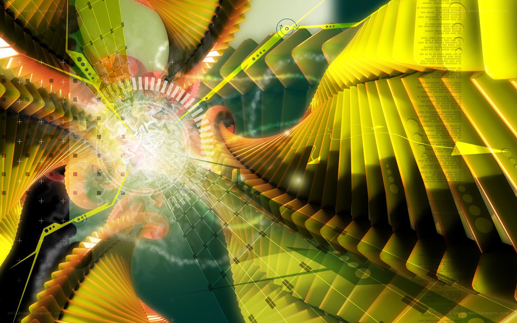 abstract digital art with DNA helix