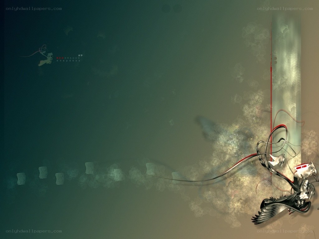 Abstract digital art with dragon