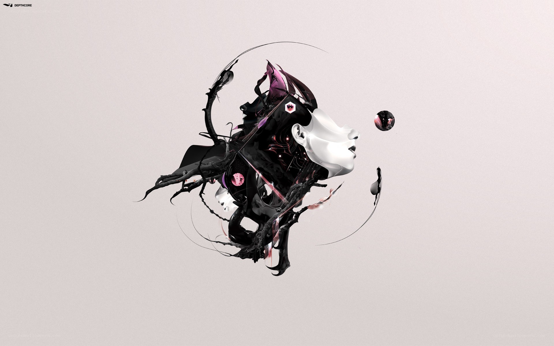 abstract digital art with face