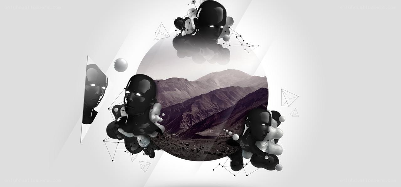 abstract digital art with faces