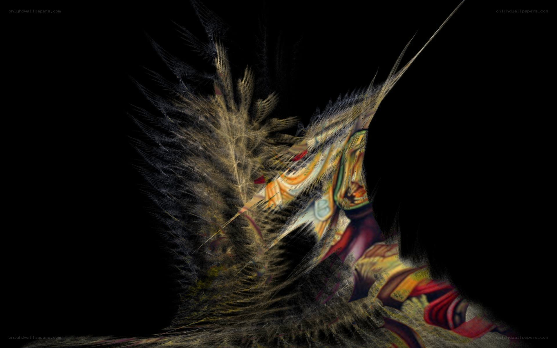 abstract digital art with feather-like forms