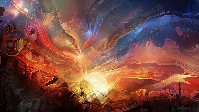 Abstract digital art with fiery energy