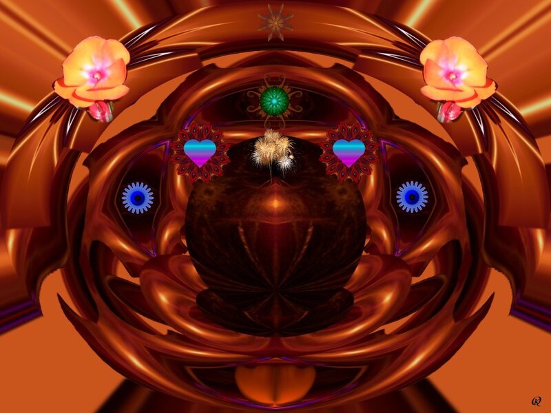 Abstract digital art with flowers