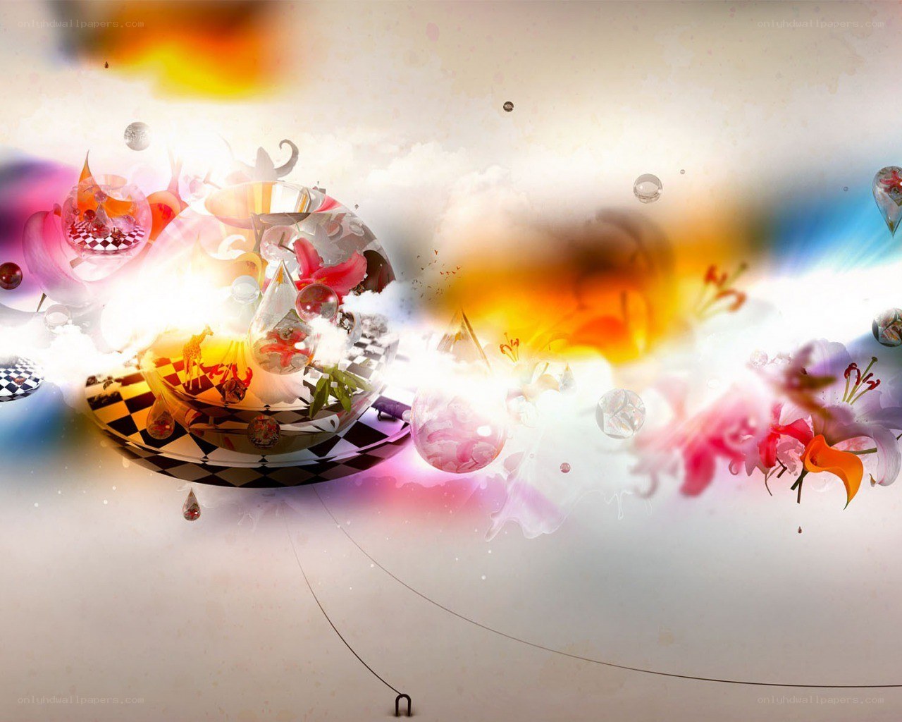 abstract digital art with flowers