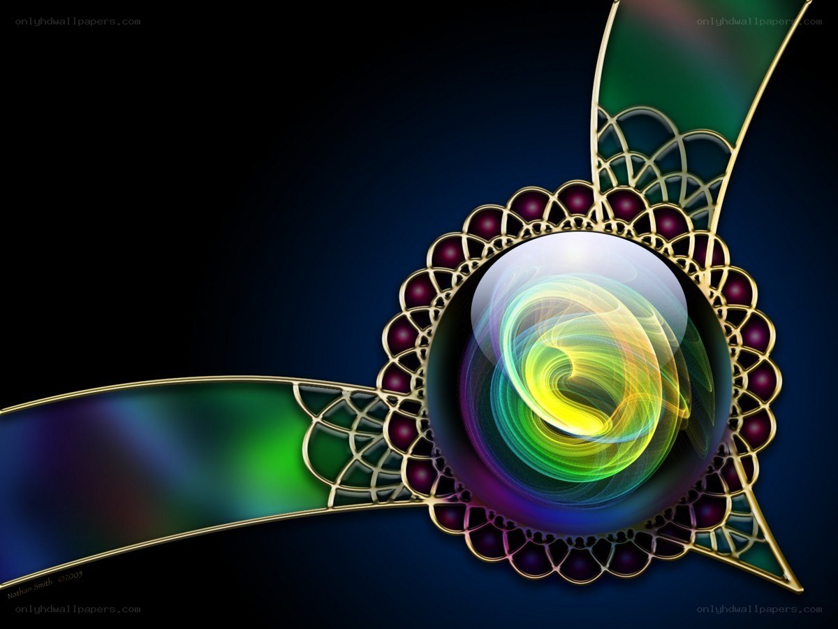 Abstract digital art with gem