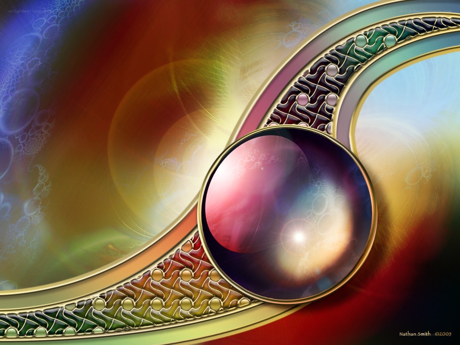 Abstract digital art with gem
